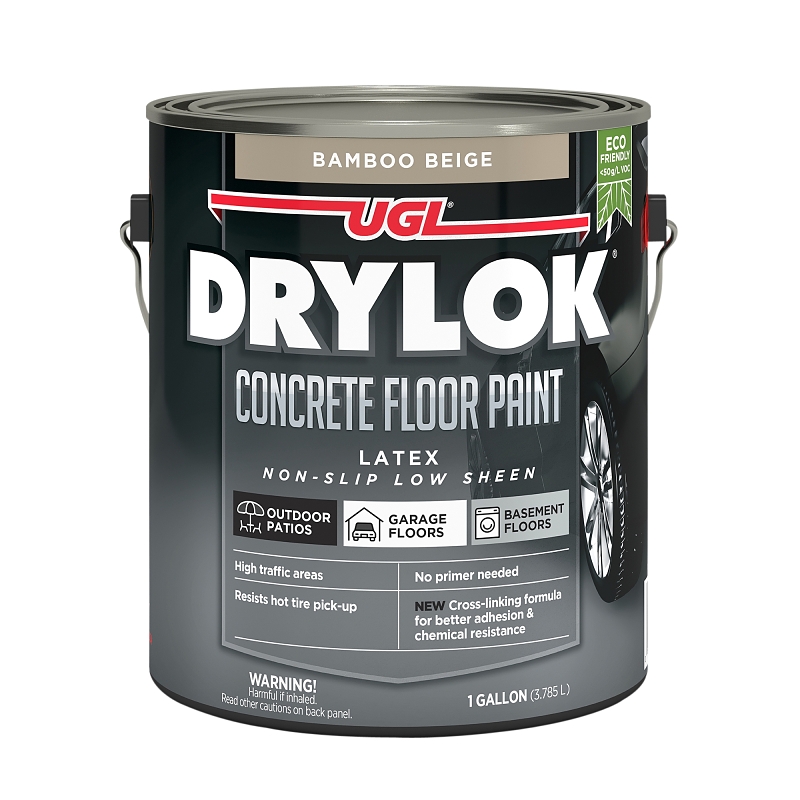 Drylok 89613 Concrete Floor Paint, Flat, Bamboo Beige, 1 gal, 300 to 400 sq-ft/gal Coverage Area