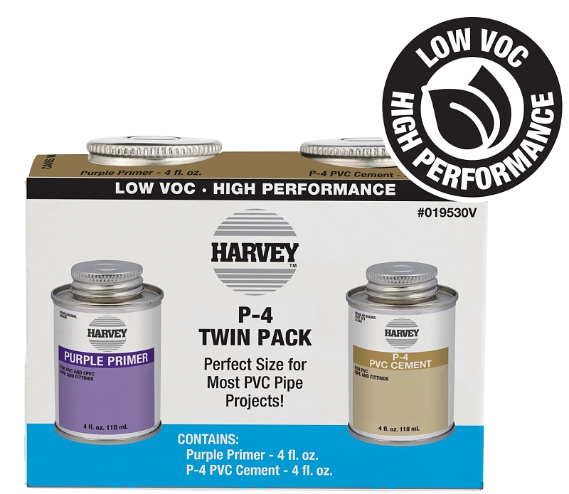 Harvey 19530V Multi-Purpose Cement and Primer Kit, 4 oz, Can, Liquid, Clear/Purple