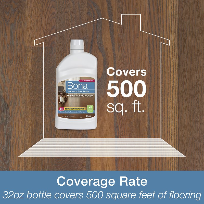 Bona WP500351001 Floor Polish, 32 oz, White, Liquid, Water/Aqua, Acrylic Copolymer, Tributoxyethyl Phosphate