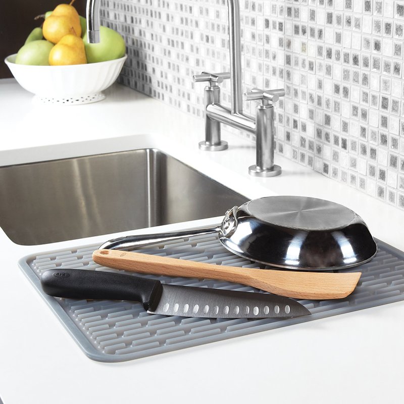 Oxo 1410880 Dish Drying Mat, 16.9 in L, 12-1/2 in W, Silicone
