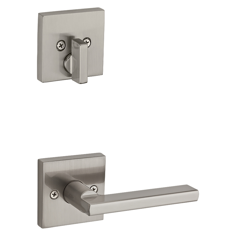 Kwikset San Clemente Series 818SCEXHFL 15 SMT Handleset, 1 Grade, Steel, Satin Nickel, 2-3/8, 2-3/4 in Backset