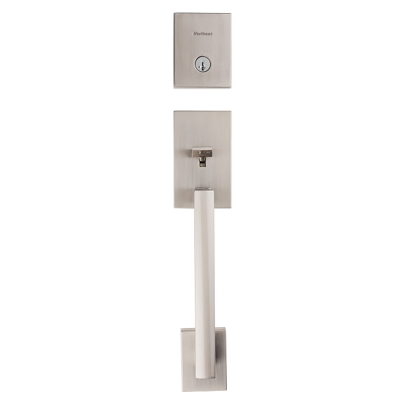 Kwikset San Clemente Series 818SCEXHFL 15 SMT Handleset, 1 Grade, Steel, Satin Nickel, 2-3/8, 2-3/4 in Backset