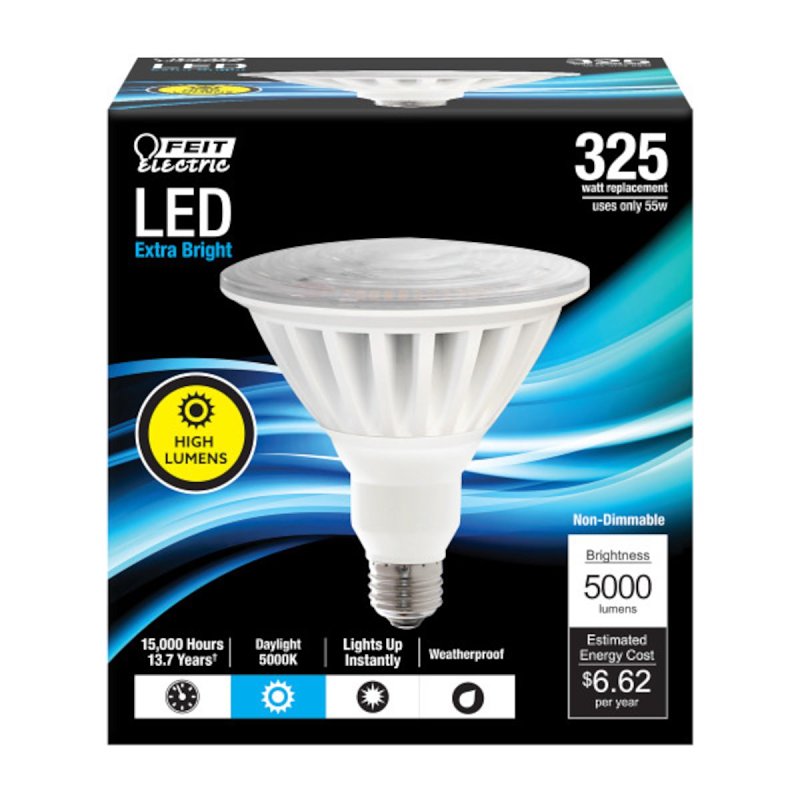 Feit Electric PAR38/5000/5K/LED LED Bulb, Flood/Spotlight, PAR38 Lamp, 325 W Equivalent, E26 Lamp Base, Daylight Light