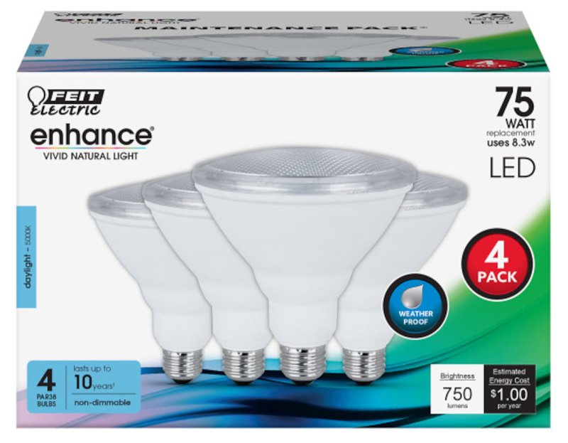 Feit Electric PAR38/950CA10K/MP/4 LED Bulb, Flood/Spotlight, PAR38 Lamp, 75 W Equivalent, E26 Lamp Base, Daylight Light