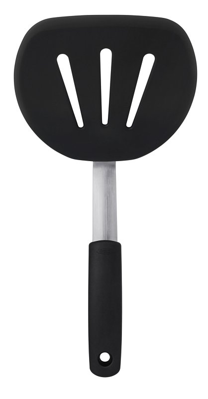 Good Grips 1071533 Pancake Turner, 6 in W Blade, 12 in OAL, Silicone Blade, Black/Silver
