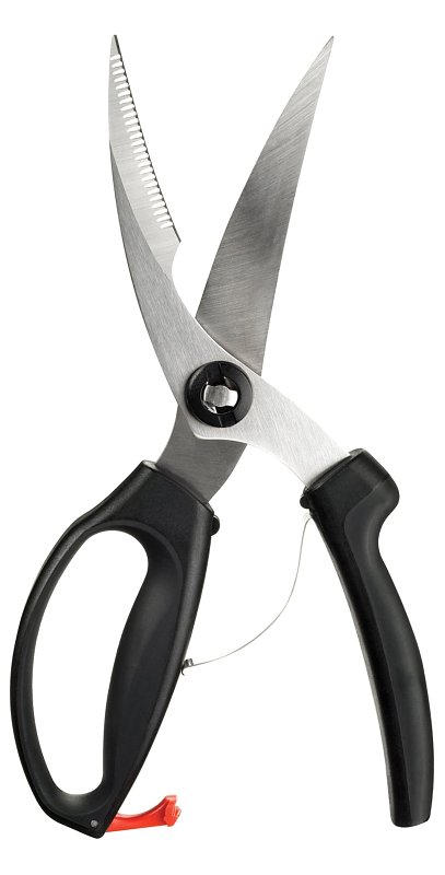 Oxo 1072292 Poultry Shears, Stainless Steel Blade, Plastic Handle, Black, 9-1/2 in OAL