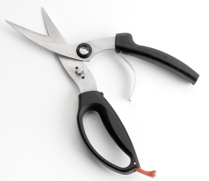 Oxo 1072292 Poultry Shears, Stainless Steel Blade, Plastic Handle, Black, 9-1/2 in OAL