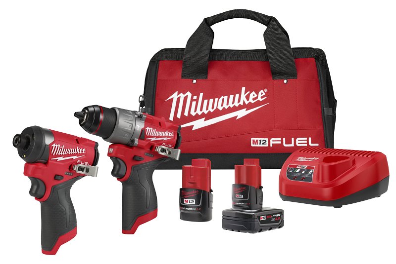 Milwaukee M12 FUEL 3497-22 Two-Tool Combo Kit, Battery Included, 2, 2.5, 4 Ah, 12 VDC, Lithium-Ion