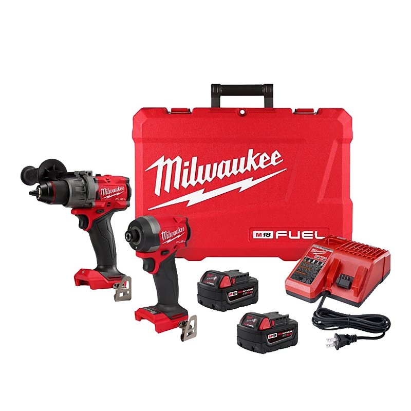 Milwaukee M18 FUEL 3697-22 Combo Kit, Battery Included, 2-Tool, 5 Ah, Redlithium