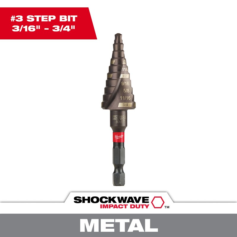 BIT STEP TIALN NO3X3/16-3/4IN