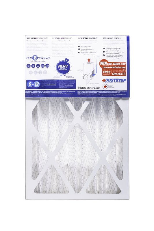 Duststop Premium Series DP-16254 Air Filter, Pleated, 4 in Thick, 25 in L, 16 in W, 8 MERV
