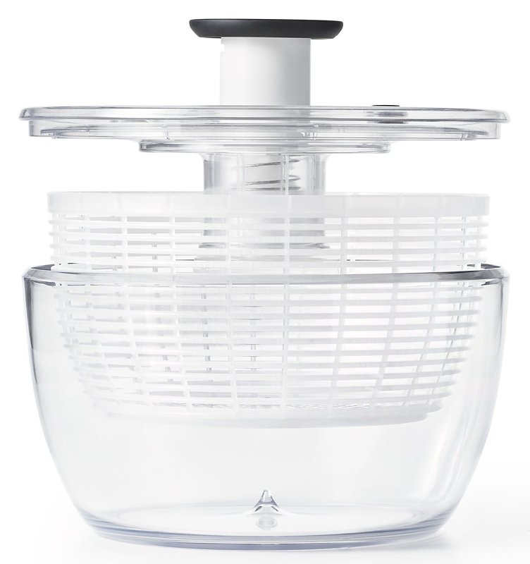 Oxo 32480 Salad Spinner, 4.95 qt Basket, 6.22 qt Bowl Capacity, 10-1/2 in Dia, 10-1/2 in W, 6 in H, Plastic, White