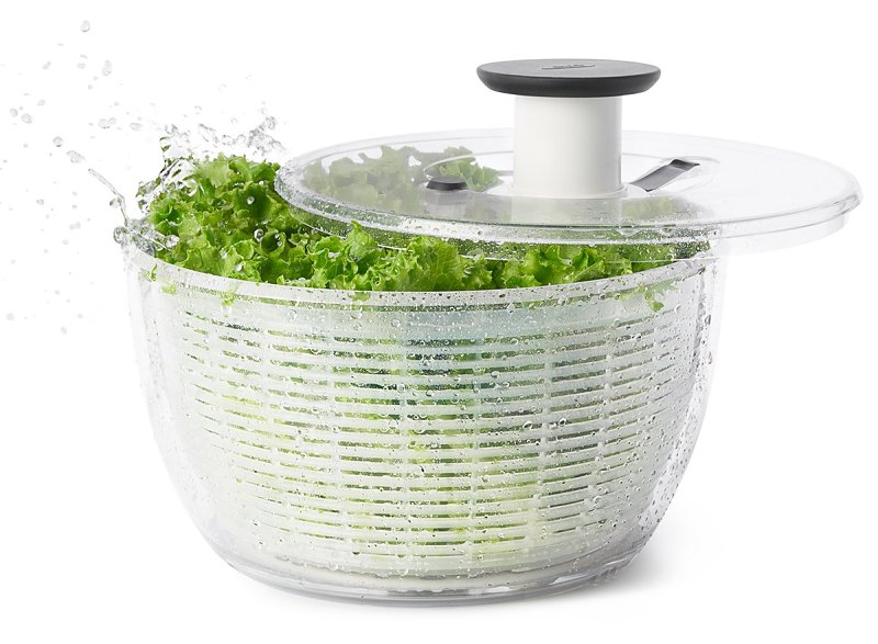 Oxo 32480 Salad Spinner, 4.95 qt Basket, 6.22 qt Bowl Capacity, 10-1/2 in Dia, 10-1/2 in W, 6 in H, Plastic, White