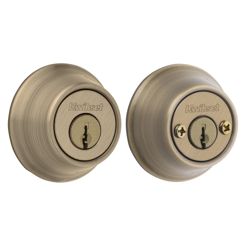 Kwikset 660 Series 665 5RCLRCSK3BX Deadbolt, 3 Grade, Keyed Alike Key, Steel, Antique Brass, 2-3/8, 2-3/4 in Backset