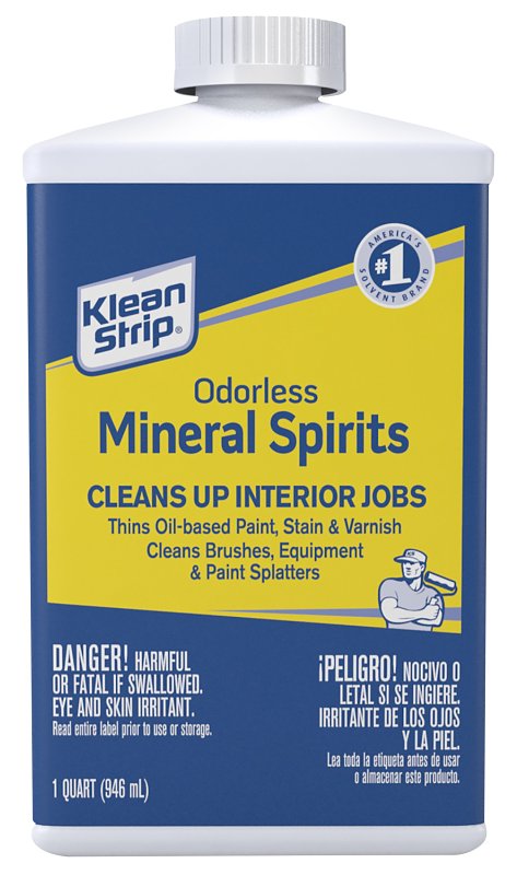 Klean Strip QKSP94005CA Mineral Spirit Thinner, Liquid, Aromatic Hydrocarbon, Clear, 1 qt, Can