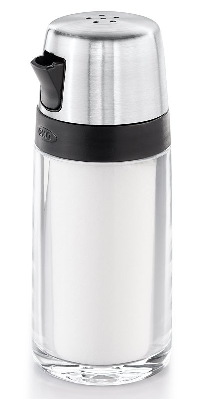 Oxo 1234780 Salt/Pepper Shaker Set, 2 oz Capacity, Plastic/Stainless Steel, Clear
