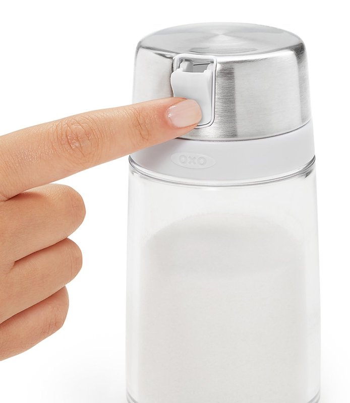 Oxo 1272380 Sugar Dispenser, 9 oz Capacity, Plastic/Stainless Steel, Clear
