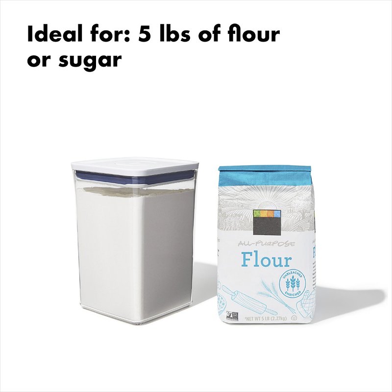 Good Grips POP 11233500 Food Container, 4.4 qt Capacity, Plastic, Clear, 6-1/2 in L, 6-1/2 in W, 9-1/2 in H