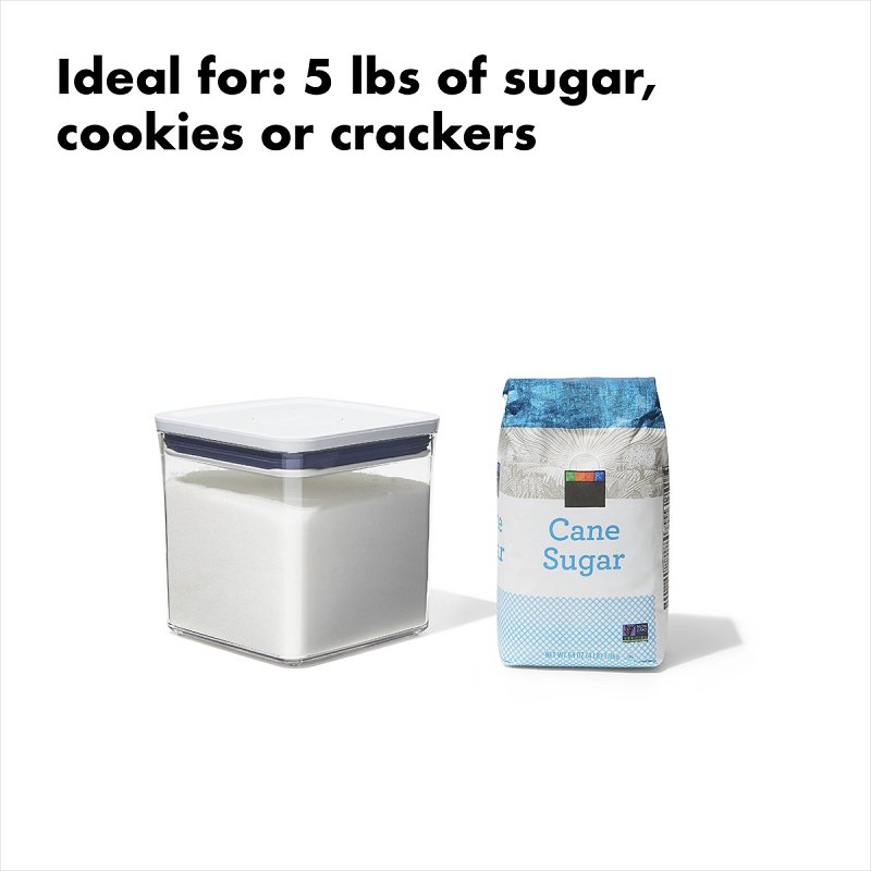 Good Grips POP 11233600 Food Container, 2.8 qt Capacity, Plastic, Clear, 6-1/2 in L, 6-1/2 in W, 6.3 in H