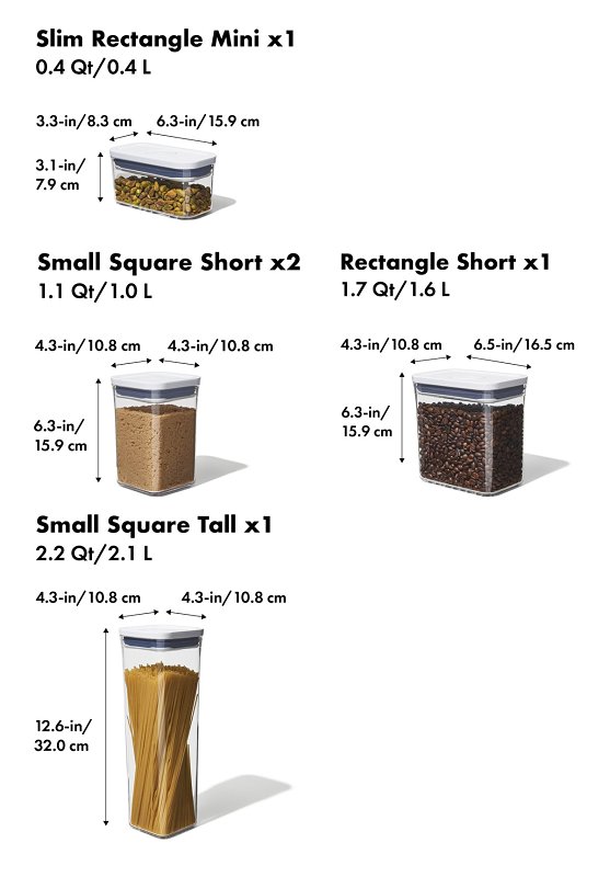 Good Grips 11235900 Series Pop Container Set, Square, Gray