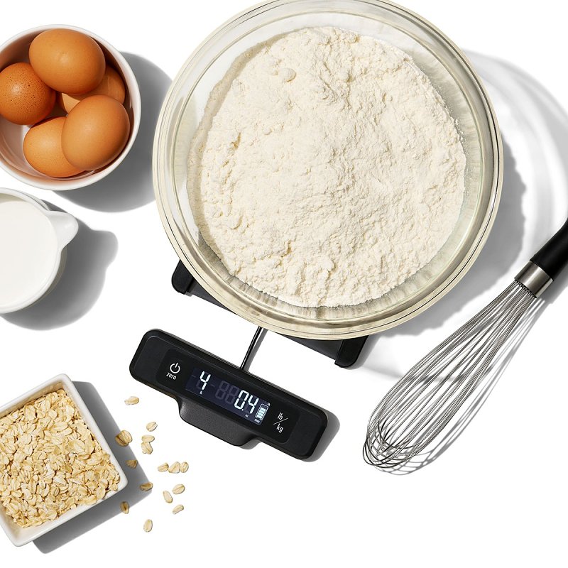 Good Grips 11238300 Food Scale with Pull Out Display, 5 lb Capacity, Backlight, Digital Display, g, oz