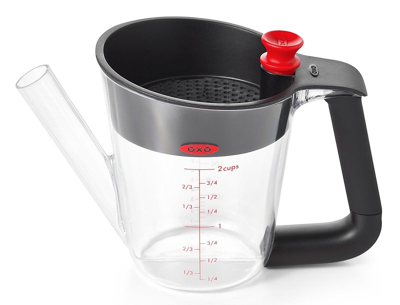 Good Grips 11273100 Fat Separator, 1 pt Capacity, 5.3 in L, 3 in W, 9 in H, Plastic/Silicone, Clear