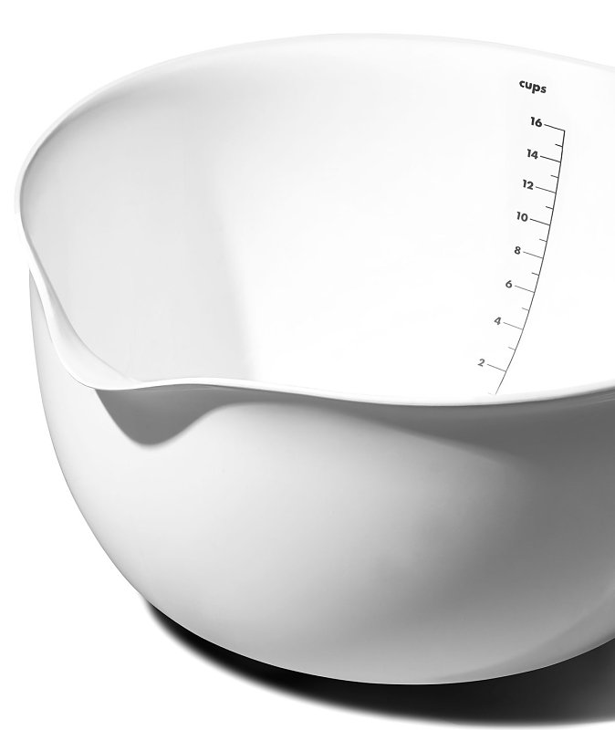 Good Grips 11325000 Batter Bowl with Lid, 4 qt Capacity, 12.28 in L, 9.89 in W, Plastic, White