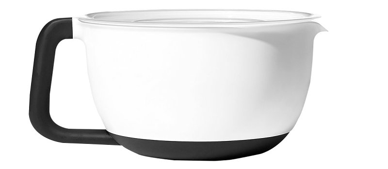 Good Grips 11325000 Batter Bowl with Lid, 4 qt Capacity, 12.28 in L, 9.89 in W, Plastic, White
