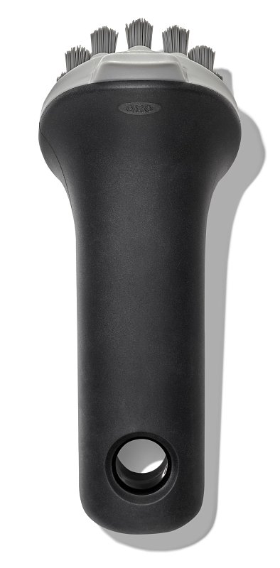 Good Grips 12375200 Brush, 5 in OAL, Cast Iron Trim, Non-Slip Grip Handle, Plastic Handle, Gray Handle