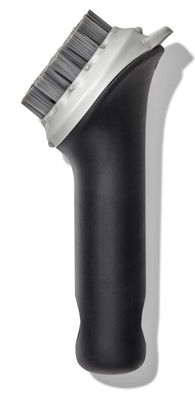 Good Grips 12375200 Brush, 5 in OAL, Cast Iron Trim, Non-Slip Grip Handle, Plastic Handle, Gray Handle
