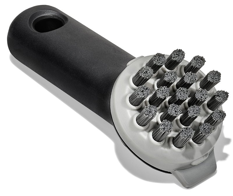 Good Grips 12375200 Brush, 5 in OAL, Cast Iron Trim, Non-Slip Grip Handle, Plastic Handle, Gray Handle