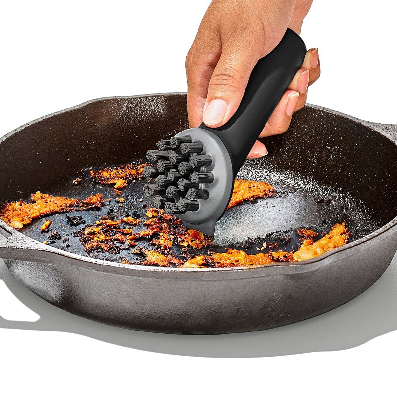 Good Grips 12375200 Brush, 5 in OAL, Cast Iron Trim, Non-Slip Grip Handle, Plastic Handle, Gray Handle