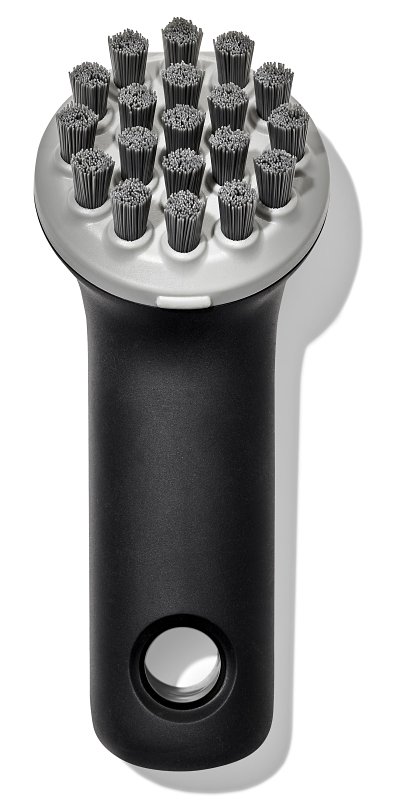 Good Grips 12375200 Brush, 5 in OAL, Cast Iron Trim, Non-Slip Grip Handle, Plastic Handle, Gray Handle