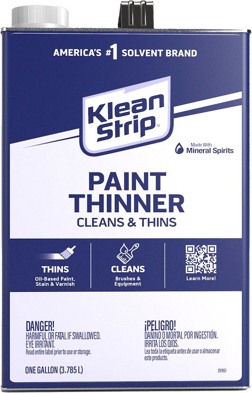 Klean Strip GKPT94002PCA Paint Thinner, Liquid, Aromatic Hydrocarbon, Water White, 1 gal, Can