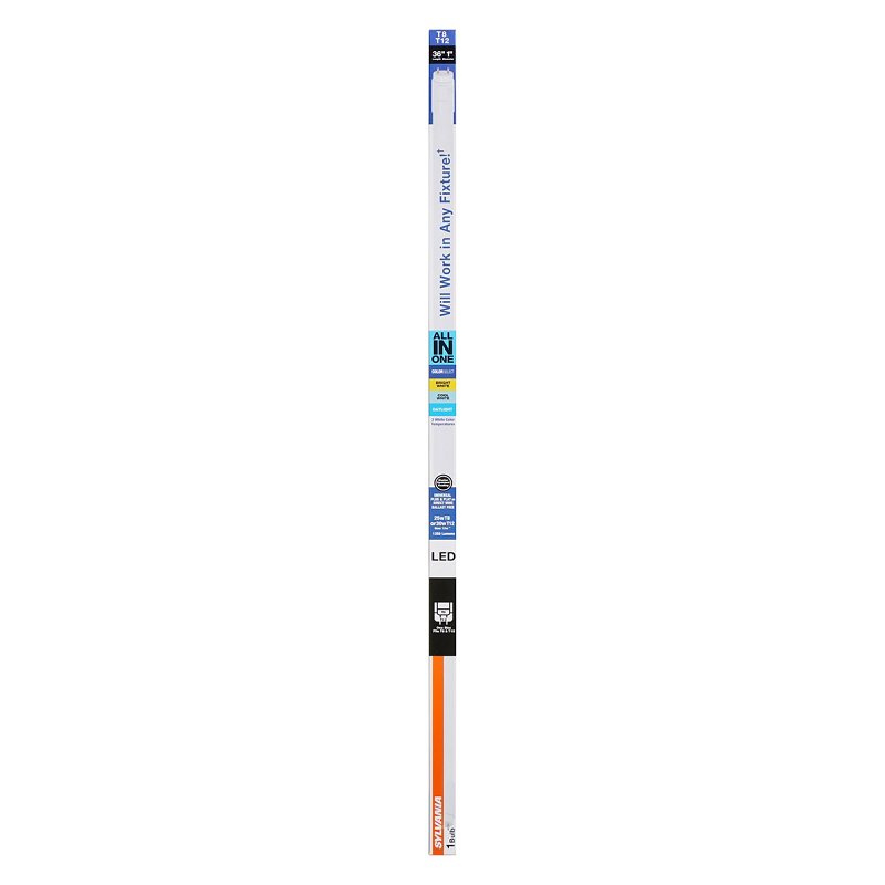 Sylvania 41204 LED Bulb, Linear, Type AB Universal, T8 Lamp, 25 W Equivalent, G13 Fluorescent Pin Lamp Base, Frosted