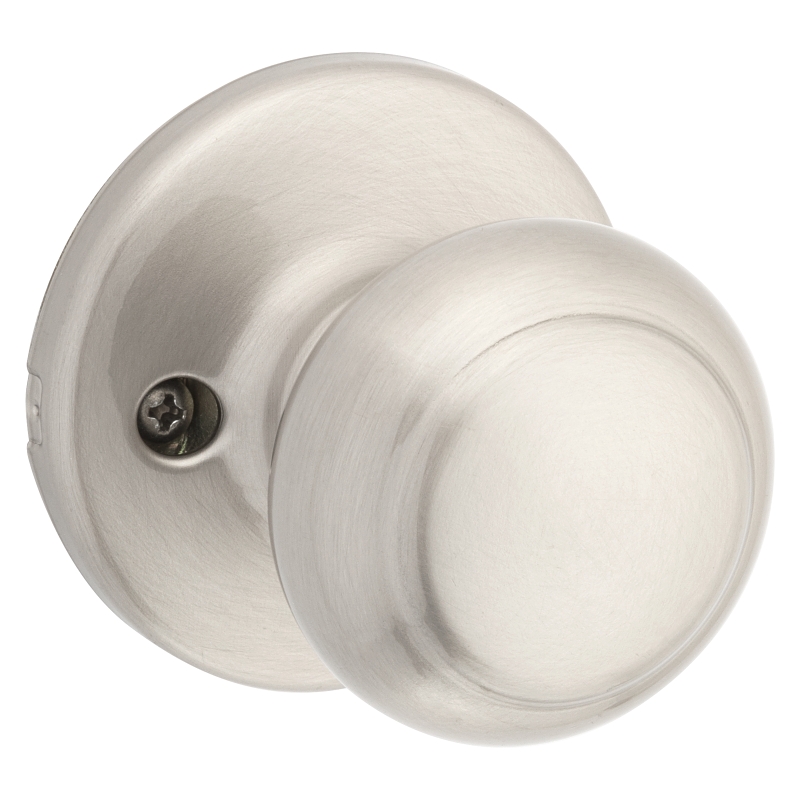 Kwikset 200CV 15 CP Passage Knob, Cove, 2-5/8 in H x 2-5/8 in W Dimensions, Zinc, Satin Nickel, 2-1/4 in Strike