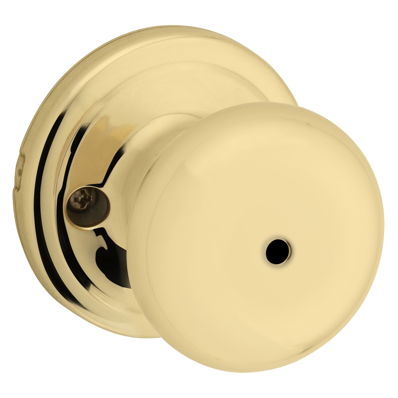 Kwikset Signature Series 730J 3 CP Privacy Lockset, 2-5/8 in H x 2-5/8 in W Dimensions, Polished Brass