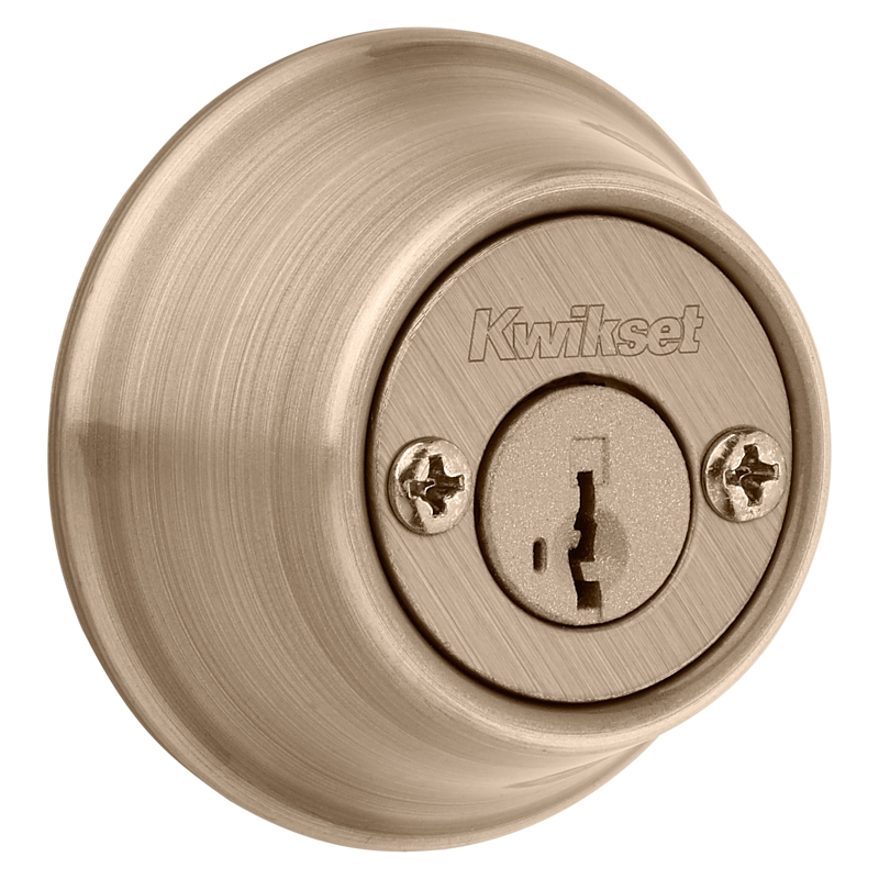 Kwikset 665 Series 665 5 SMT Deadbolt, 3 Grade, Keyed Key, Zinc, Antique Brass, 2-3/8, 2-3/4 in Backset