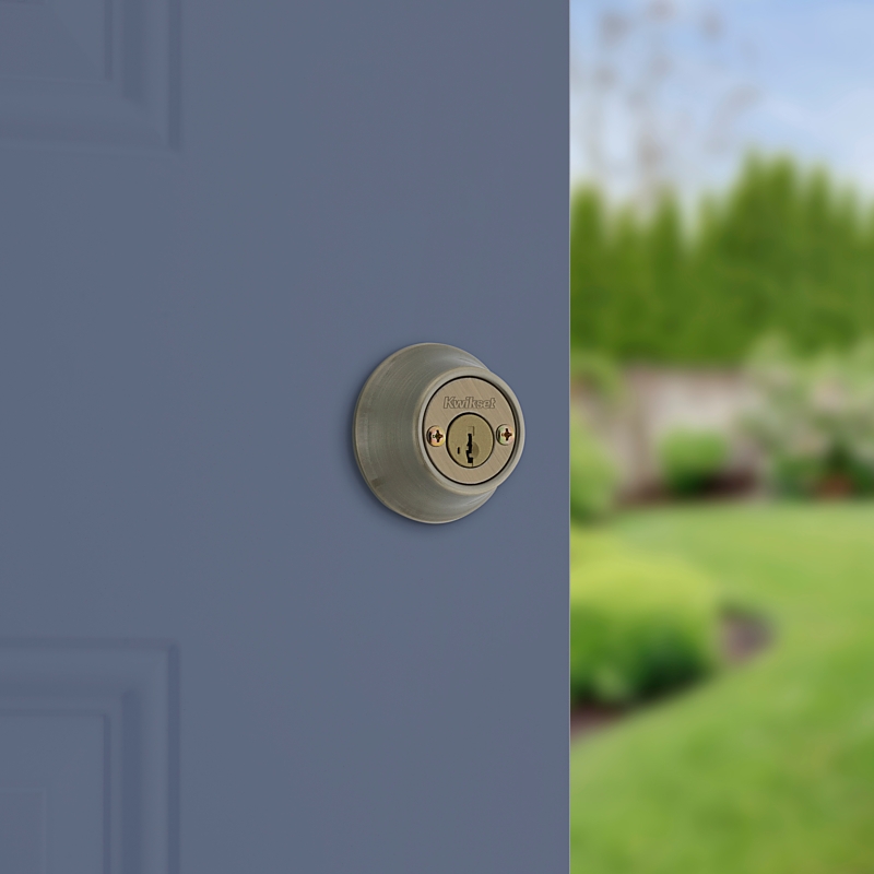 Kwikset 665 Series 665 5 SMT Deadbolt, 3 Grade, Keyed Key, Zinc, Antique Brass, 2-3/8, 2-3/4 in Backset