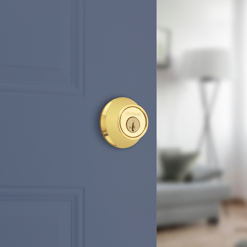 Kwikset 665 Series 665 3 SMT Deadbolt, 3 Grade, Keyed Key, Zinc, Polished Brass, 2-3/8, 2-3/4 in Backset