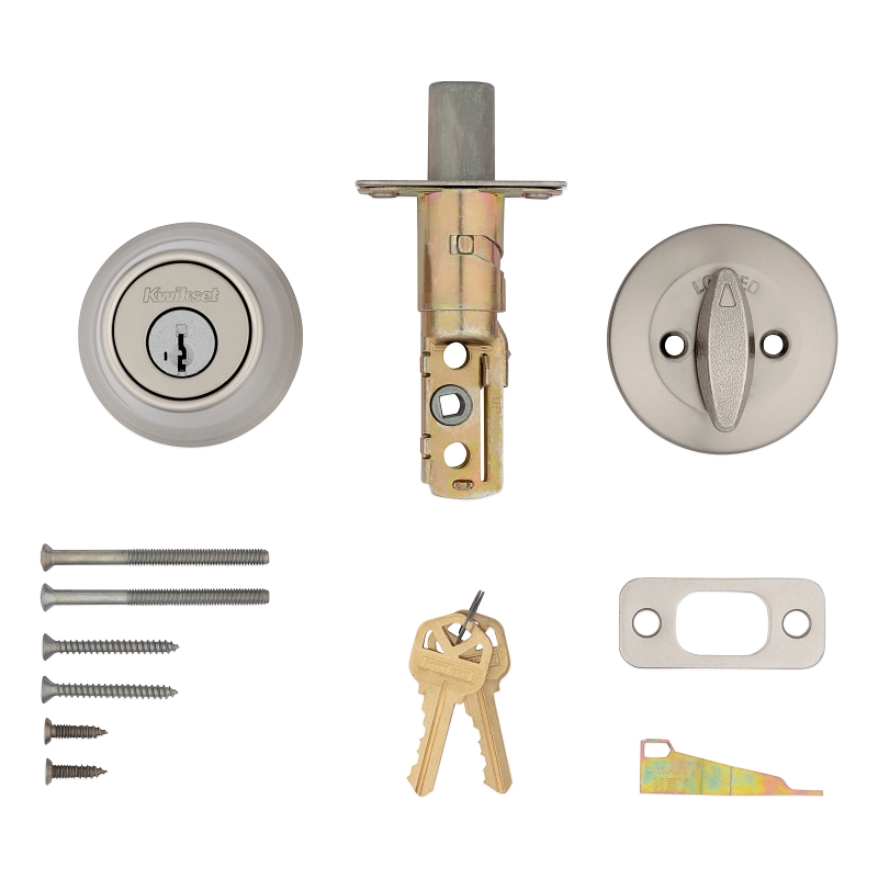 Kwikset 660 Series 660 15 SMT Deadbolt, Traditional, 3 Grade, Keyed Key, Zinc, Satin Nickel, 2-3/8 to 2-3/4 in Backset