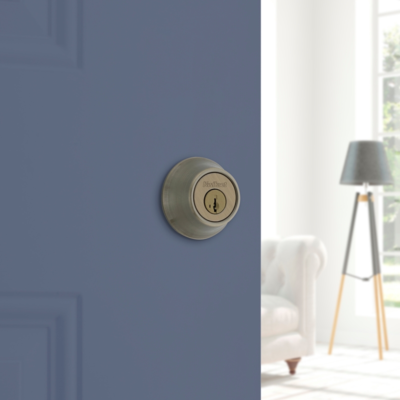 Kwikset 660 Series 6605SMTCPRCALK6 Deadbolt, 3 Grade, 1-Sided Key, Antique Brass, 2-3/8 to 2-3/4 in Backset, KW1 Keyway