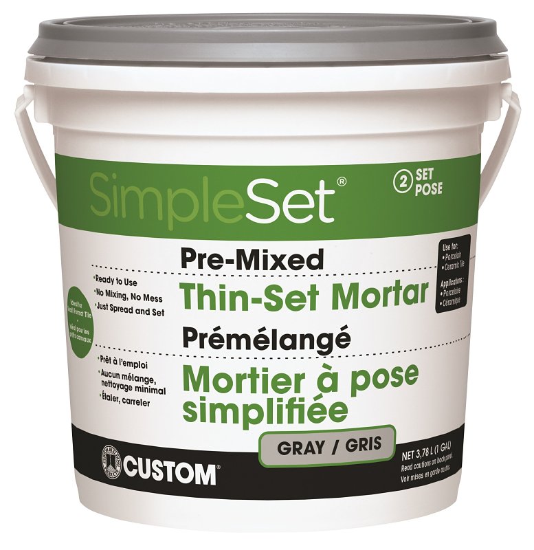 Custom SimpleSet CCTTSG1-2 Series Thinset Mortar, Gray, Paste, 1 gal Pail