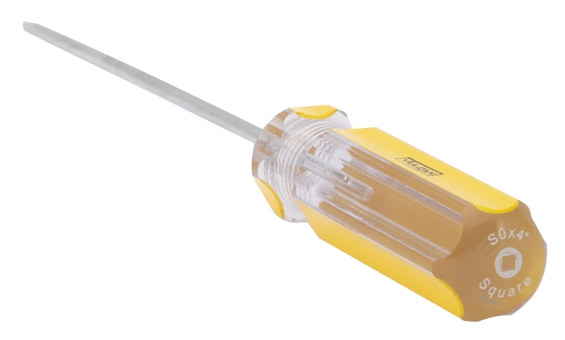 Vulcan SQ04 Screwdriver, S0 Drive, Square Drive, 6-1/2 in OAL, 4 in L Shank, Plastic Handle, Transparent Handle