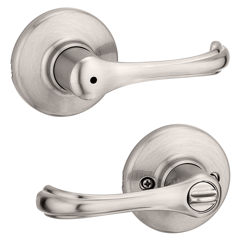 Kwikset 300DNL 15 Privacy Lever, Turnbutton Lock, Satin Nickel, Zinc, Residential, Re-Key Technology: SmartKey, 3 Grade