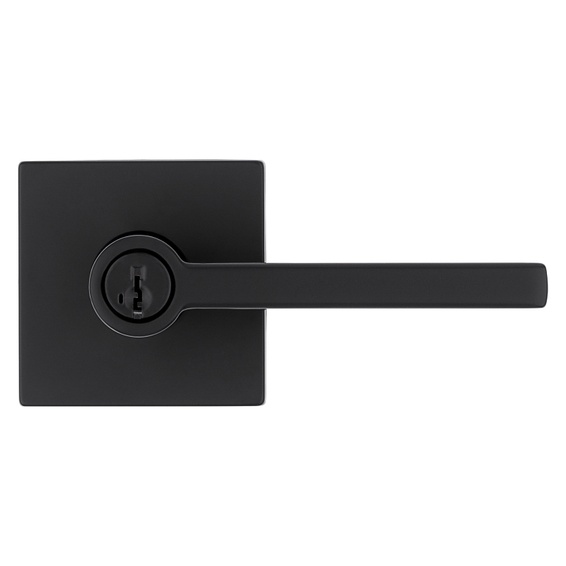 Kwikset Signature Series 740HFL SQT 514 SMT Square Entry Door Lock, Lever Handle, Matte, Zinc, SC1, KW1 Keyway, Black