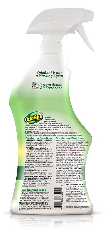 Odoban 910061-Q6 Ready-to-Use Disinfectant, 32 oz Trigger Sprayer, Liquid, Eucalyptus, Floral Alcohol