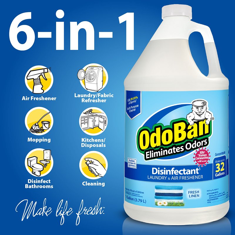 Odoban 911701-G4 Multi-Purpose Concentrate, 1 gal, Liquid, Linen Alcohol, Clear/Pale Yellow