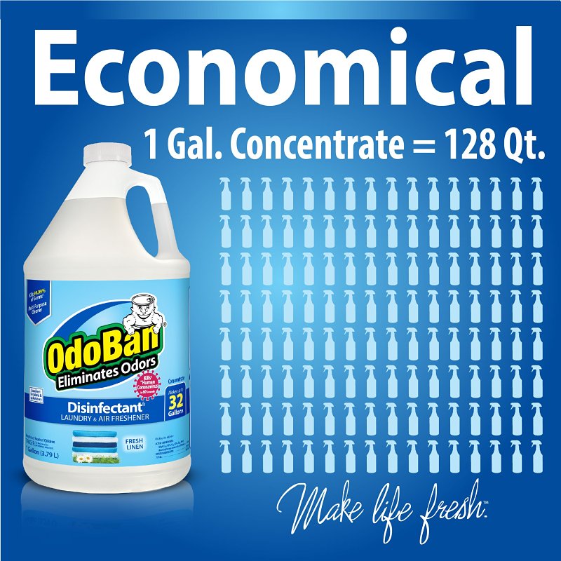 Odoban 911701-G4 Multi-Purpose Concentrate, 1 gal, Liquid, Linen Alcohol, Clear/Pale Yellow