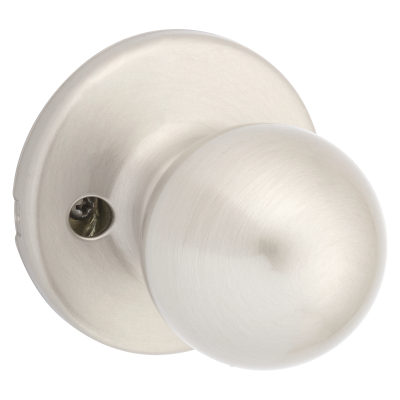 Kwikset 200P 15CP Passage Knob, Polo, 2-23/32 in L x 2-5/8 in W Dimensions, Zinc, Satin Nickel